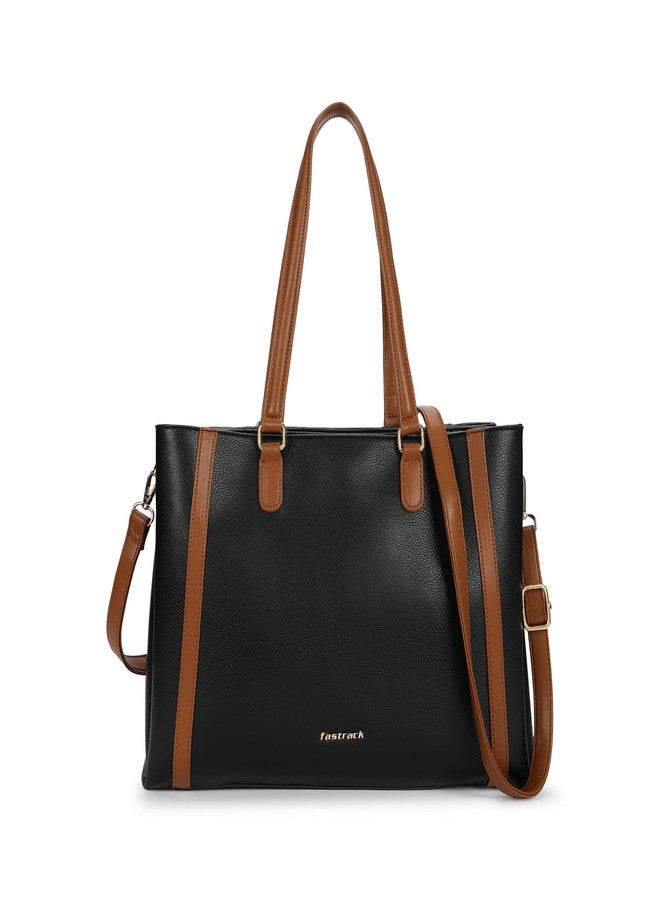 fastrack Structured Laptop Tote Bag for Women | Faux Leather Work Bag with 14-Inch Padded Sleeve, 3 Compartments, Zip & Magnetic Closure | Elegant Everyday Tote for Office, College & Commutes - Image 1